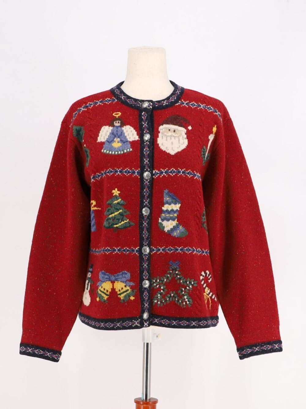 TALBOTS Vintage Christmas Wool Cardigan Sweater Red Size Mp